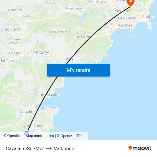 Cavalaire-Sur-Mer to Valbonne map