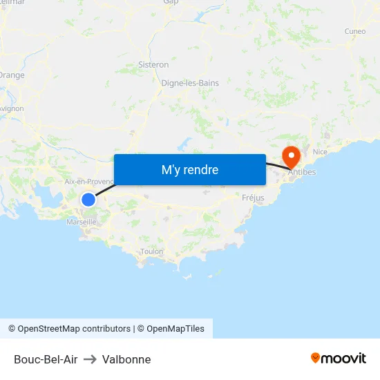 Bouc-Bel-Air to Valbonne map