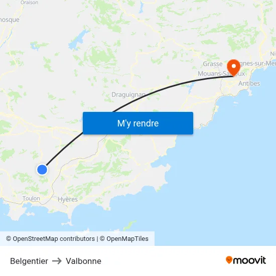 Belgentier to Valbonne map