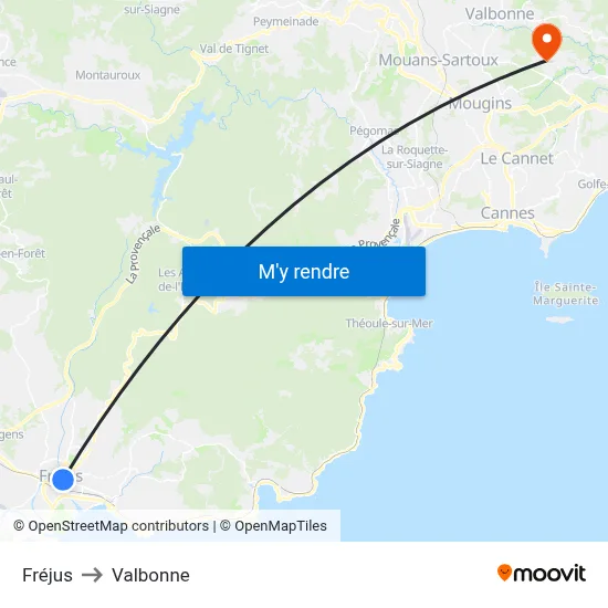 Fréjus to Valbonne map