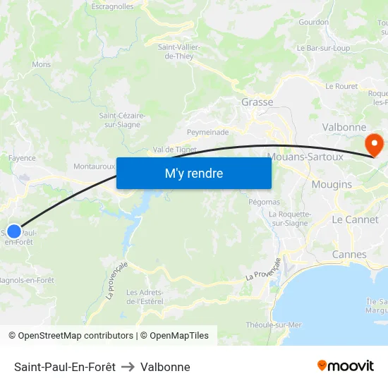 Saint-Paul-En-Forêt to Valbonne map