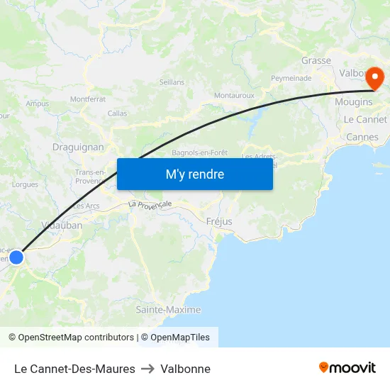Le Cannet-Des-Maures to Valbonne map