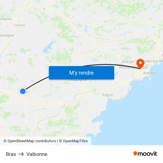 Bras to Valbonne map