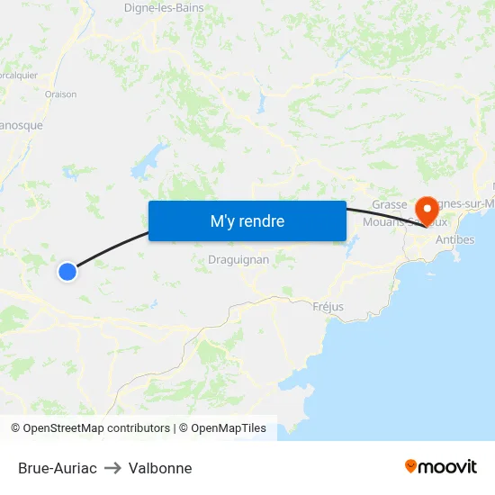 Brue-Auriac to Valbonne map