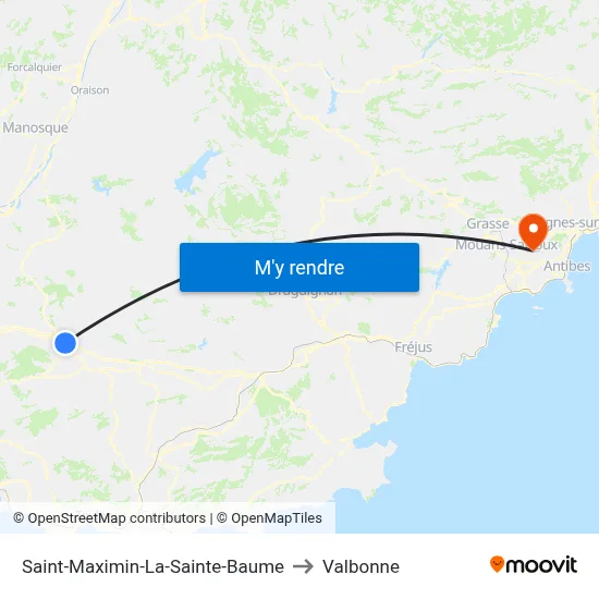 Saint-Maximin-La-Sainte-Baume to Valbonne map