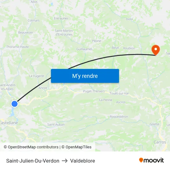 Saint-Julien-Du-Verdon to Valdeblore map