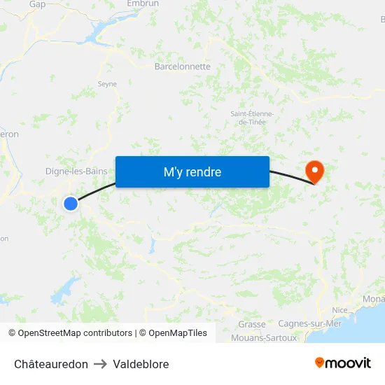 Châteauredon to Valdeblore map