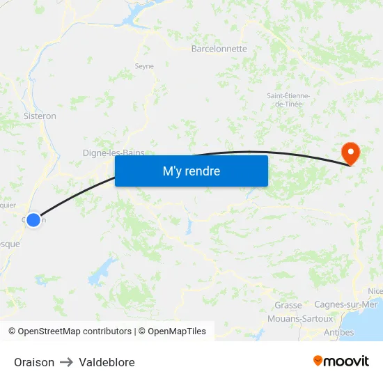 Oraison to Valdeblore map
