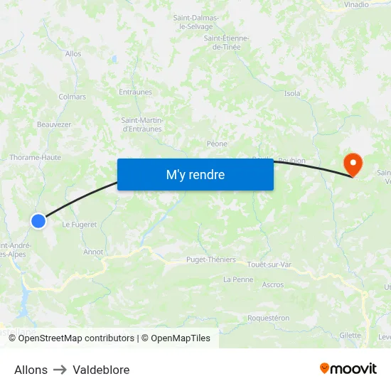 Allons to Valdeblore map
