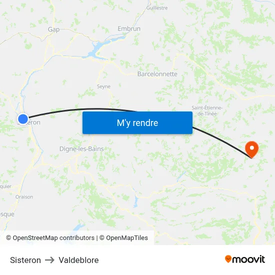 Sisteron to Valdeblore map