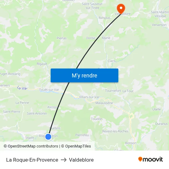 La Roque-En-Provence to Valdeblore map