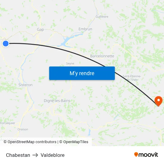Chabestan to Valdeblore map
