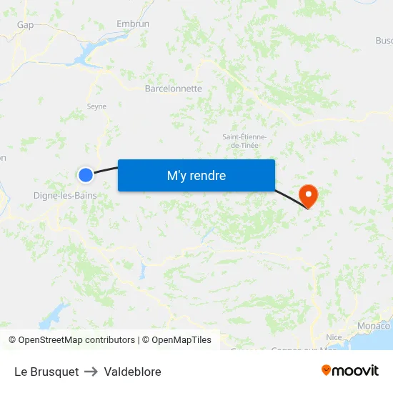 Le Brusquet to Valdeblore map