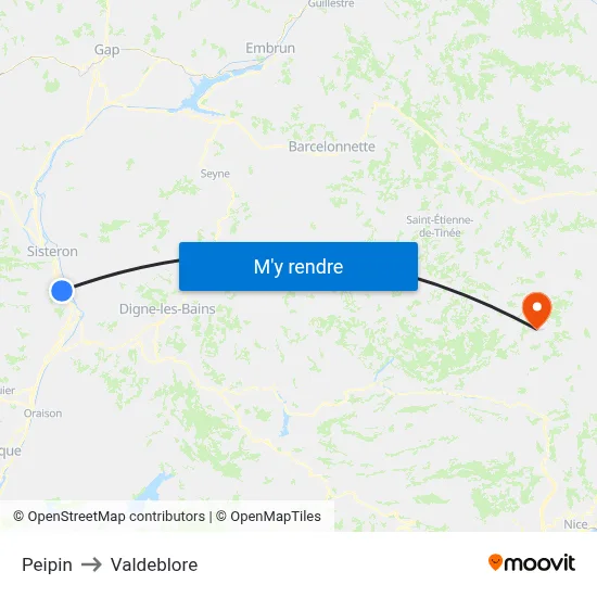Peipin to Valdeblore map