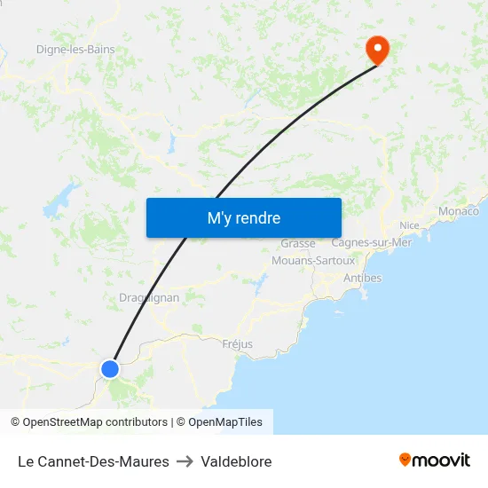 Le Cannet-Des-Maures to Valdeblore map
