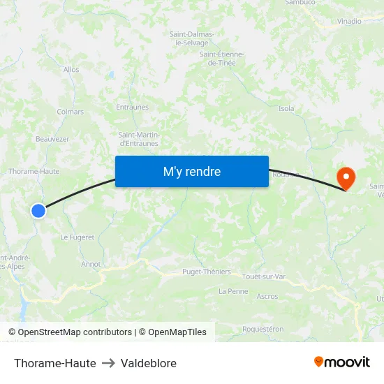 Thorame-Haute to Valdeblore map