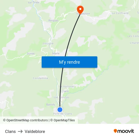 Clans to Valdeblore map