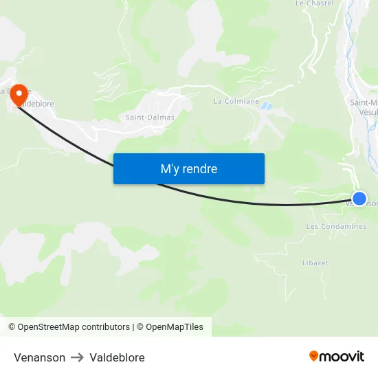 Venanson to Valdeblore map