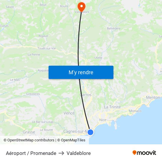 Aéroport / Promenade to Valdeblore map