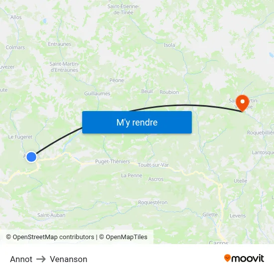 Annot to Venanson map
