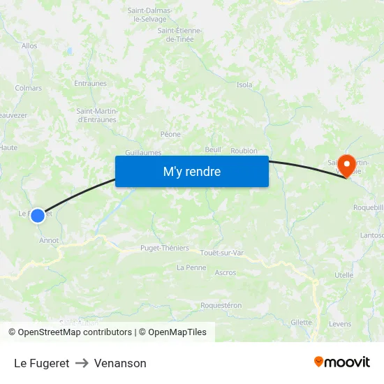 Le Fugeret to Venanson map