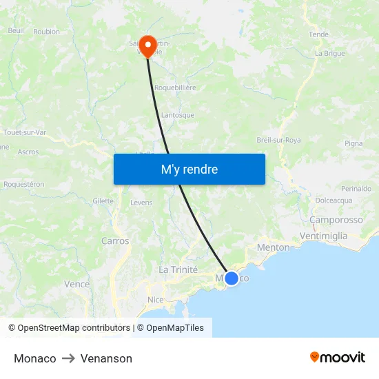 Monaco to Venanson map