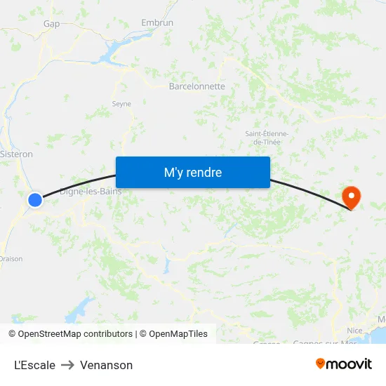 L'Escale to Venanson map