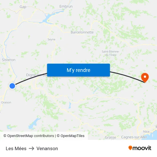 Les Mées to Venanson map