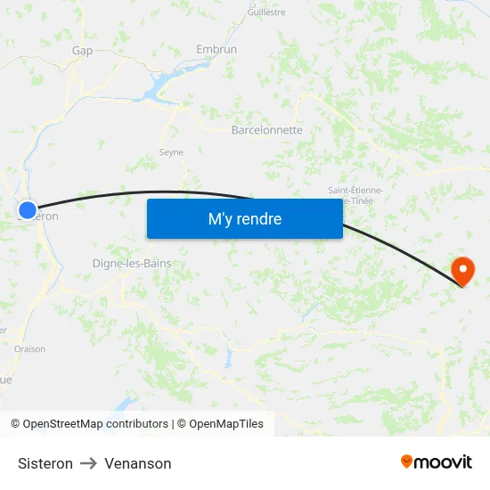 Sisteron to Venanson map