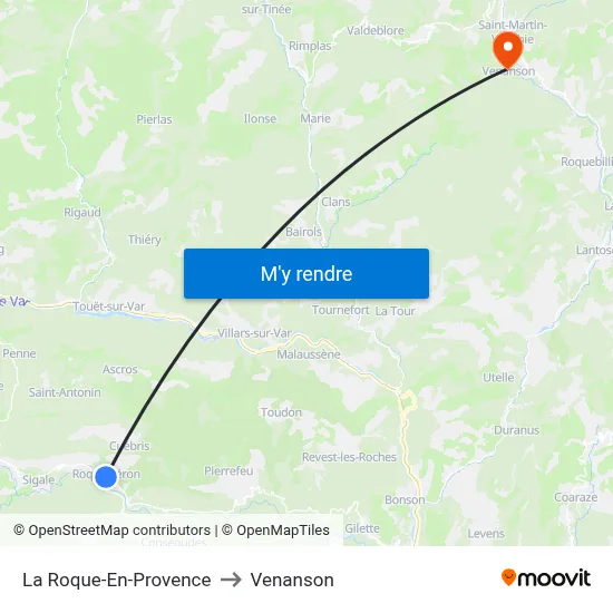 La Roque-En-Provence to Venanson map
