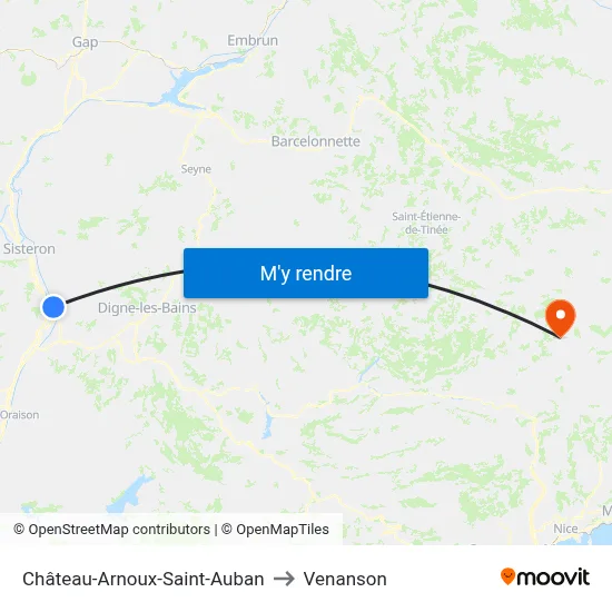 Château-Arnoux-Saint-Auban to Venanson map