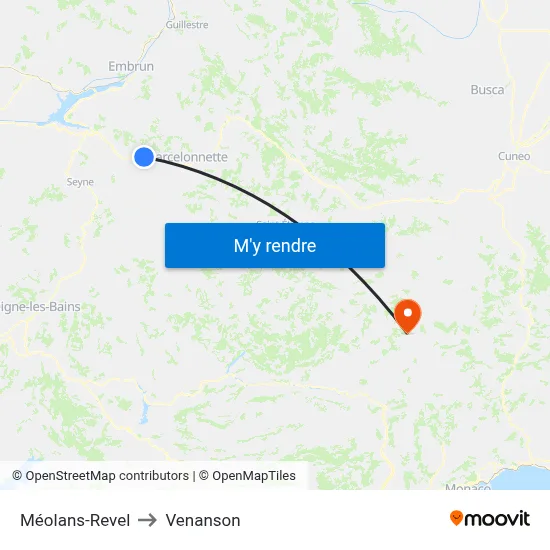 Méolans-Revel to Venanson map