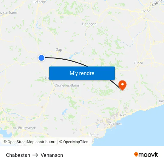 Chabestan to Venanson map
