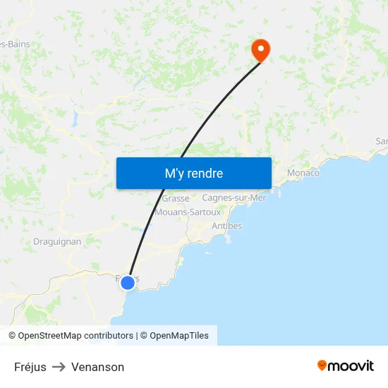 Fréjus to Venanson map