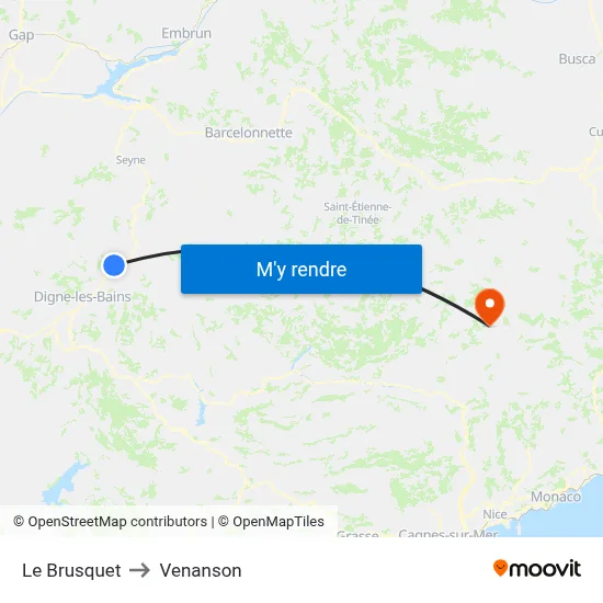 Le Brusquet to Venanson map