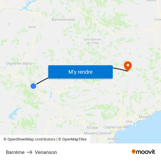 Barrême to Venanson map