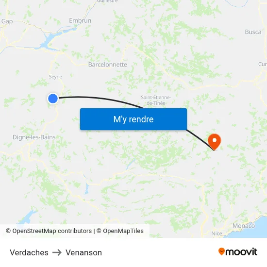 Verdaches to Venanson map