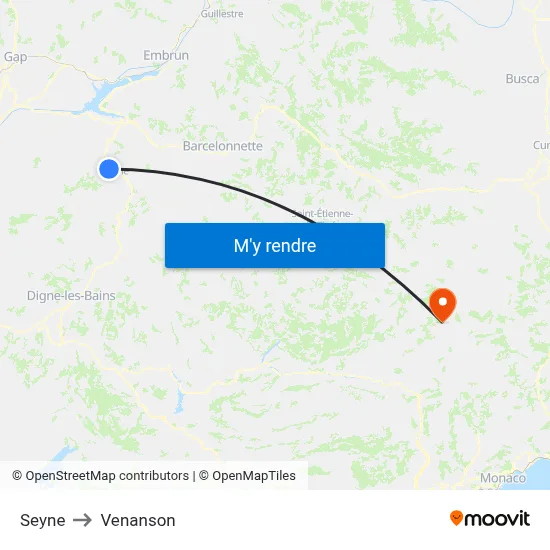 Seyne to Venanson map