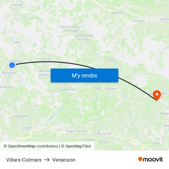Villars-Colmars to Venanson map