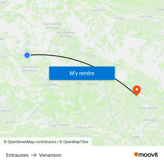 Entraunes to Venanson map