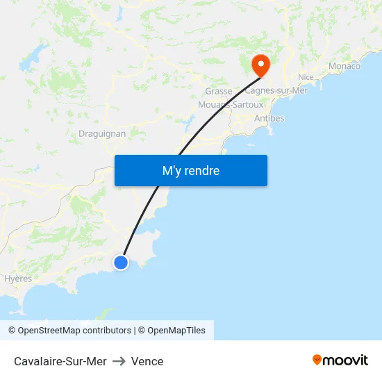 Cavalaire-Sur-Mer to Vence map