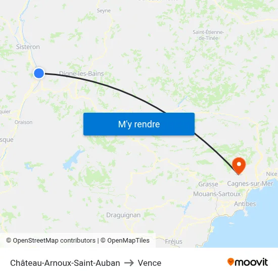 Château-Arnoux-Saint-Auban to Vence map