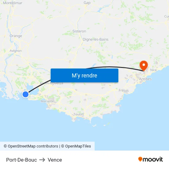 Port-De-Bouc to Vence map