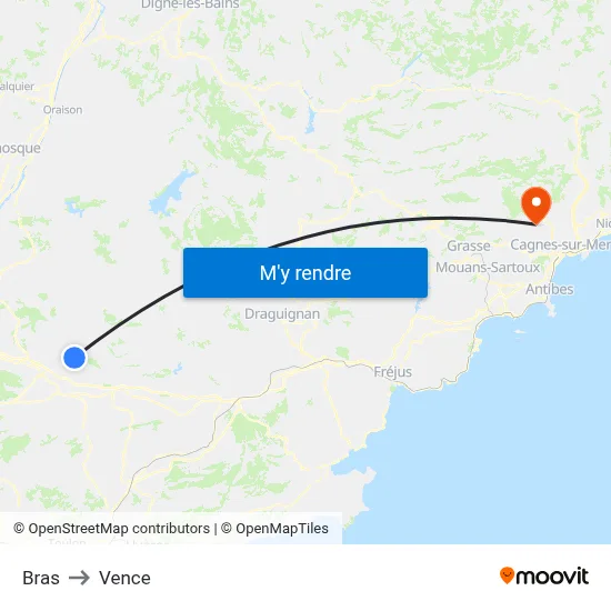 Bras to Vence map