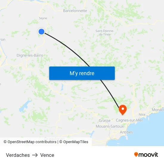 Verdaches to Vence map