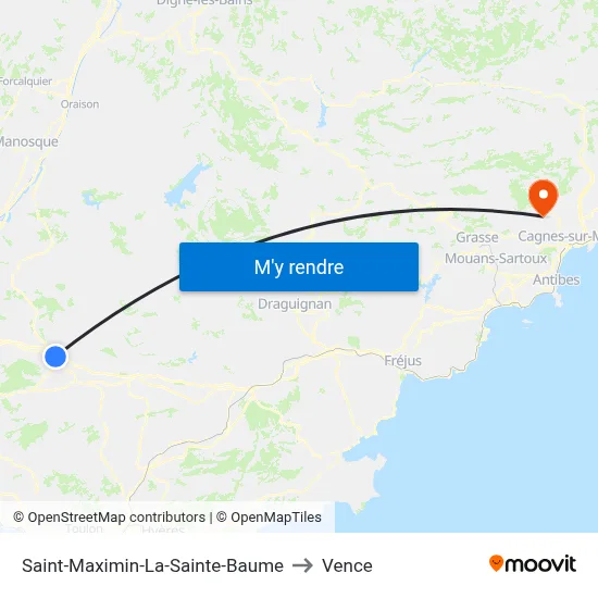Saint-Maximin-La-Sainte-Baume to Vence map
