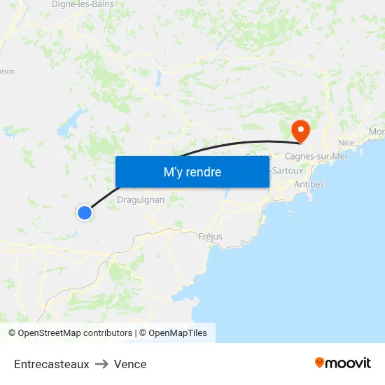 Entrecasteaux to Vence map