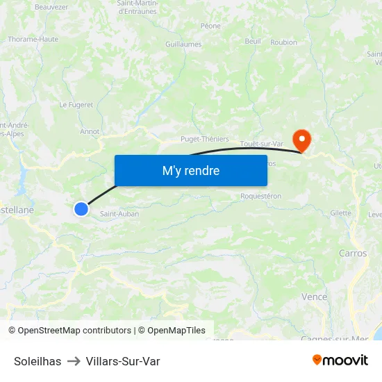Soleilhas to Villars-Sur-Var map