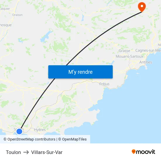 Toulon to Villars-Sur-Var map