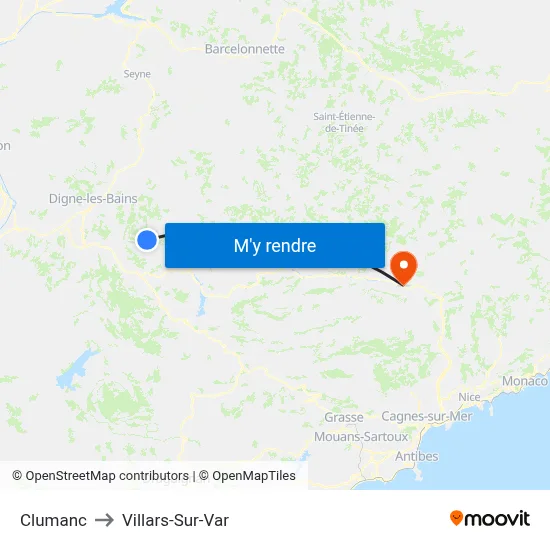 Clumanc to Villars-Sur-Var map